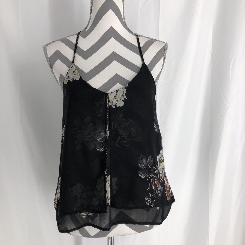Dex Racerback Floral Gauze Tank Black XS